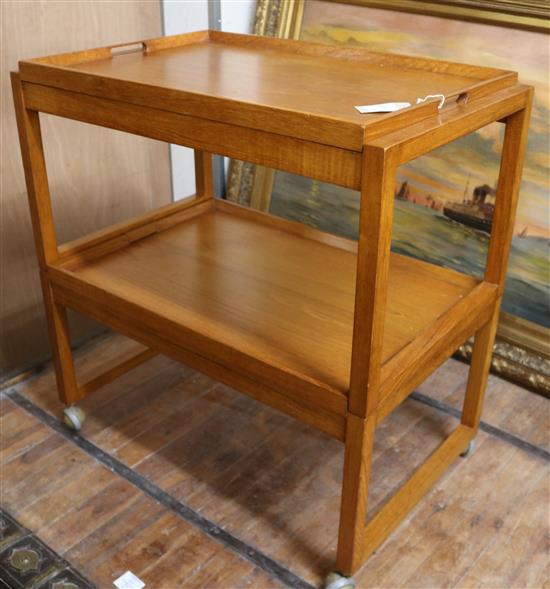 A 1960s metamorphic teak tea trolley W.68cm